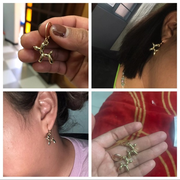 Doggy Balloon drop earrings (Champagne Gold) - Picture 4 of 4